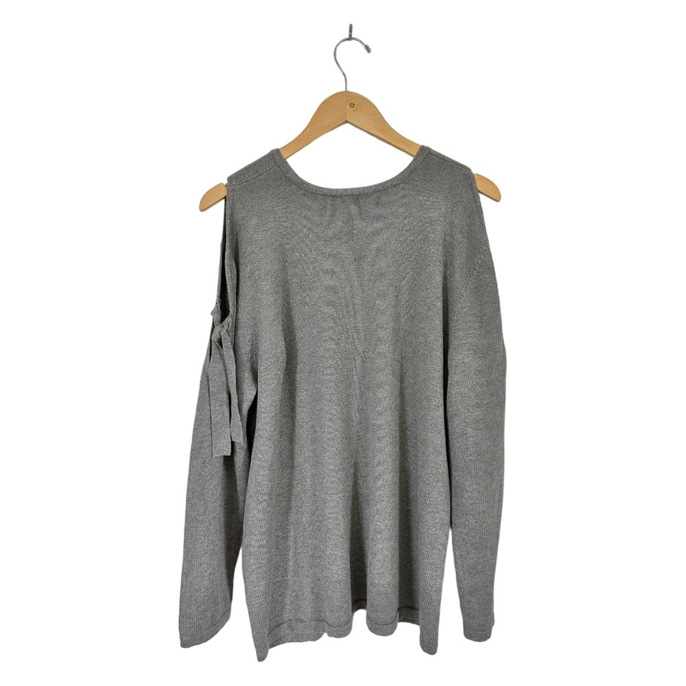 J. Jill Cotton Rayon Cold Shoulder Crew Neck Pullover Sweater Ties Gray Size XL - Picture 8 of 13